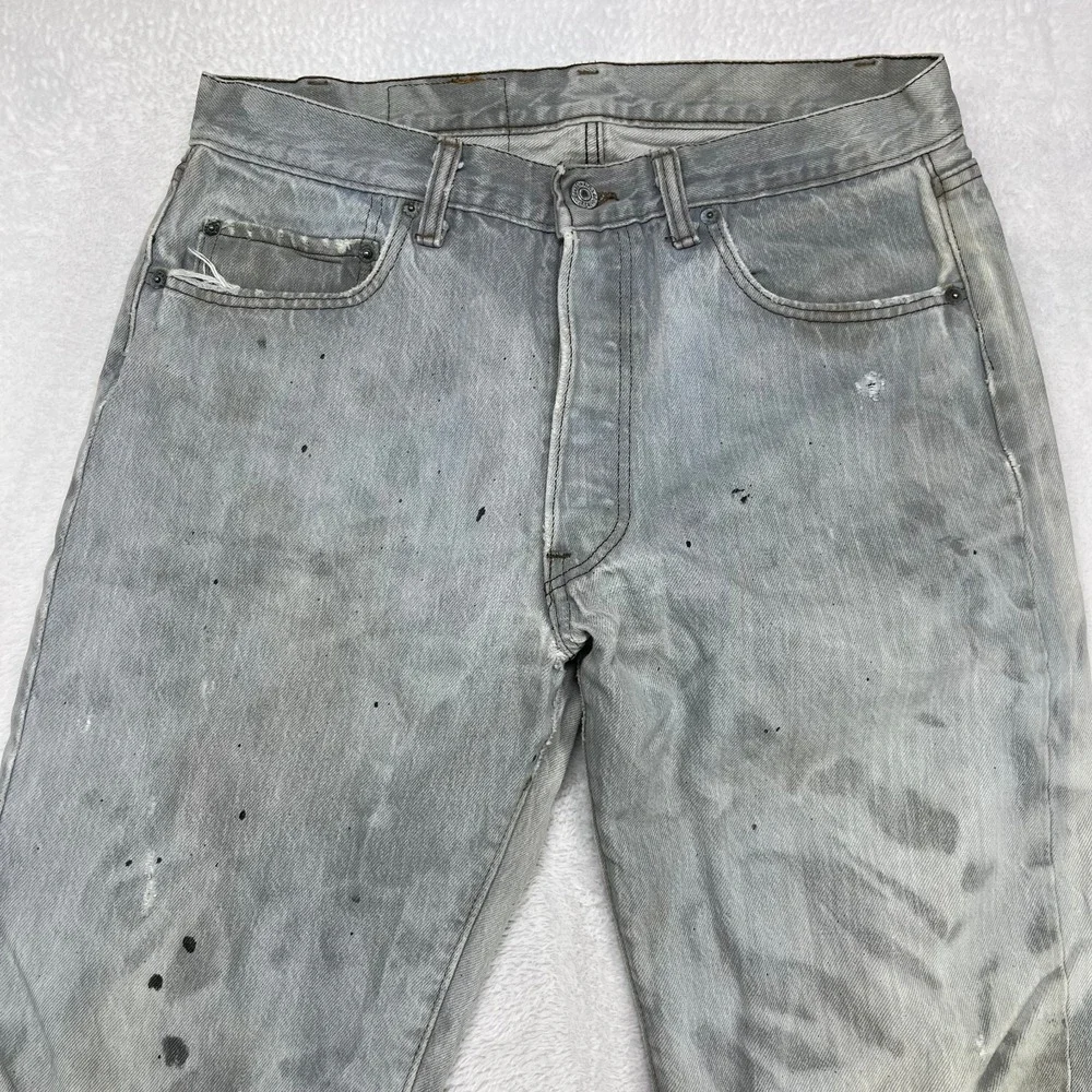 Levi's Straight‎ Jeans Men's Blue Denim Pockets Classic Button Fly 32X30 - Flaws